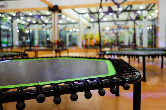 Close up of trampoline with bokeh , selective focus