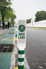 Bike Lane Sign in Bangkok, Thailand.