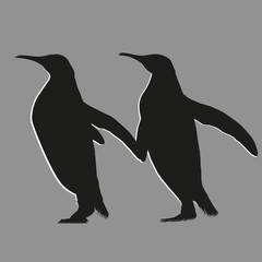 A pair of black penguins
Abstract Two bird holding on to the wings go together style applique outline vector illustration
