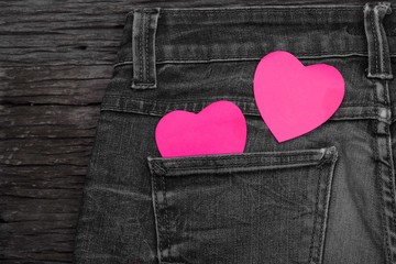 Valentine's Day concept, Paper Heart and Jeans