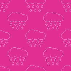 Fototapete Outline vector rainy clouds seamless pattern © MicroOne