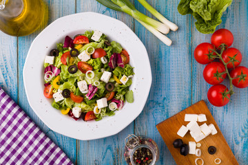 Fresh Greek salad on a plate