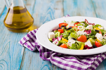 Fresh Greek salad on a plate