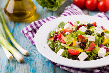 Fresh Greek salad on a plate