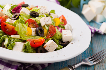 Fresh Greek salad on a plate