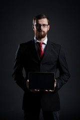 Businessman with a tablet computer