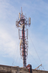 Cell site, Telecommunications radio tower or mobile phone base station.