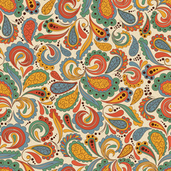 Seamless background with  flowers  in retro style