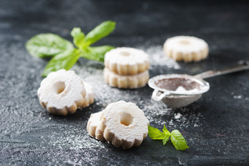 Homemade sweet cookies with mint