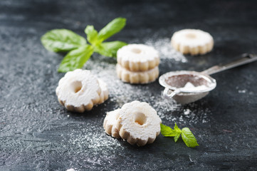 Homemade sweet cookies with mint