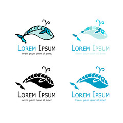 Whales logo set, sketch for your design