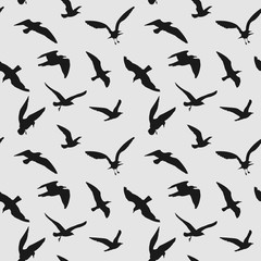 Vector seamless pattern with flying birds