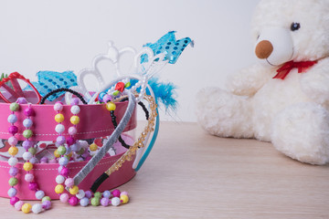 Little girl accessories lifestyle set in a pink box.