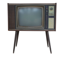 Vintage television - old TV isolate on white ,retro technology