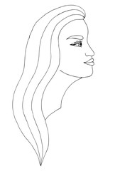 Head young beautiful girl with the long hair