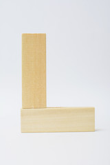 blocks wood game letter L isolate on white background