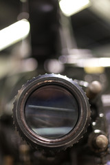 old cinema camera lense close up