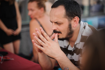 Portrait of handsome man thinking