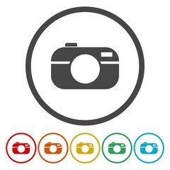 Photo camera silhouette with circle