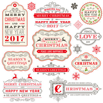 Collection of Elegant Christmas vector labels