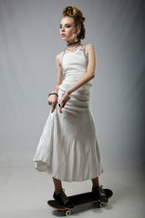 fatal bride on a skateboard