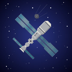 Space station. Vector illustration in flat style