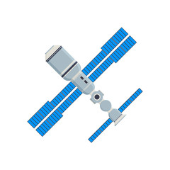 Space station isolated on white background. Vector illustration in flat style