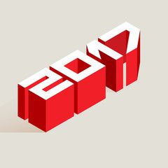 New Year 2017. Vector illustration in isometric style
