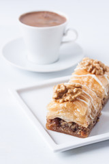 Walnut baklava and Turkish coffee