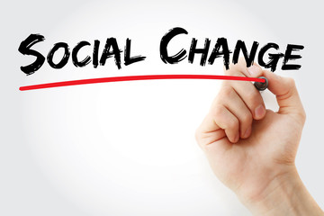 Hand writing Social Change with marker, concept background