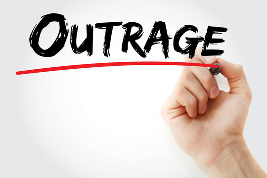 Hand Writing Outrage With Marker, Concept Background