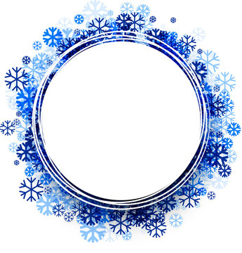 Winter round background with snowflakes.