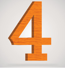 Fototapeta premium Wooden numeric with drop shadow on isolated white background