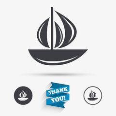 Sail boat icon. Ship sign.