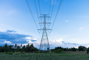 Obraz premium High voltage pole on the farm