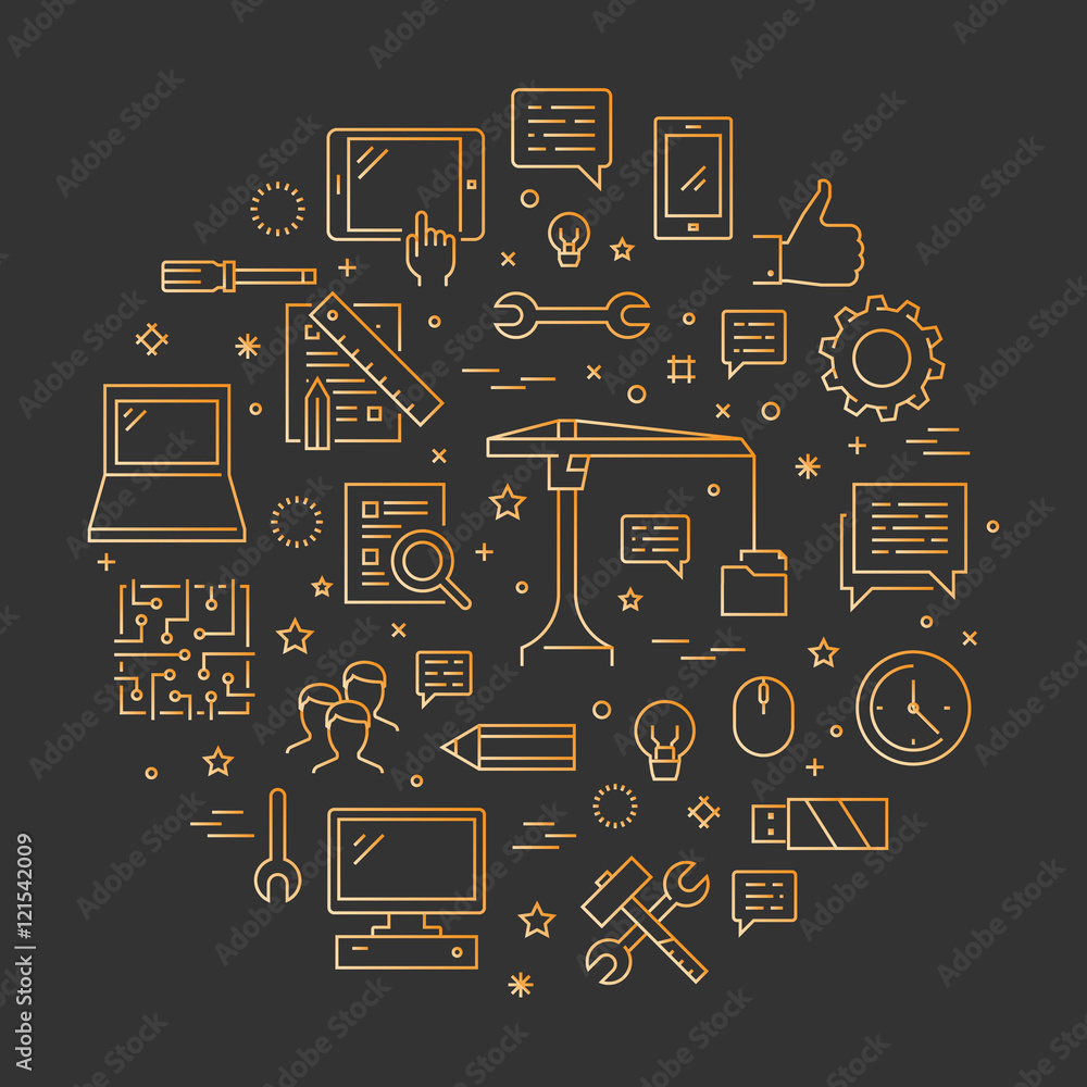 Poster vector line concept for application development
