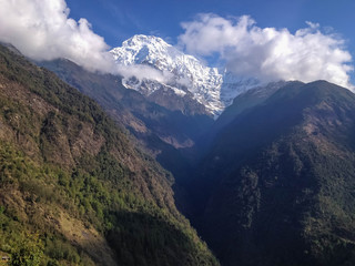 Annapurna, Machapuchare, mountain from Chhomrong village, Ghandruk, Nepal