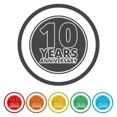 Anniversary icon set. Anniversary symbols isolated on white background. 10 years