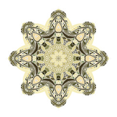 Abstract ethnic colored mandala ornamental pattern. Unique oriental style hand drawn design elements. templates for your designs