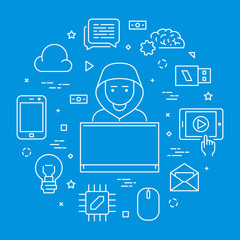 Vector concept of hacking and programming.