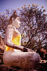 An ancient statue of Buddha in Wat Yai Chai Mongkol. Ayuttaya, T