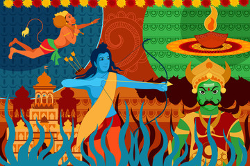 Happy Dussehra festival background forIndia holiday