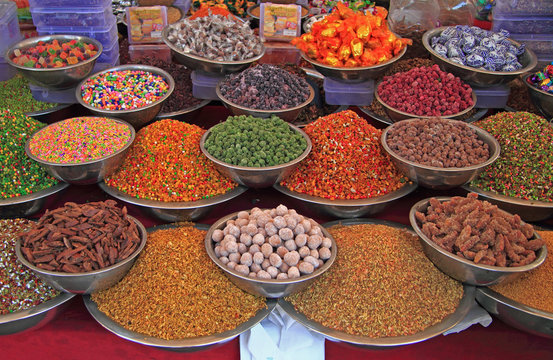 Stall With Spicery On The Street Market In Ahmedabad