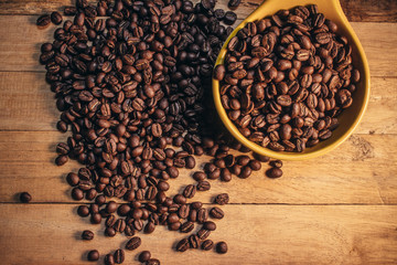  Coffee bean on wooden background