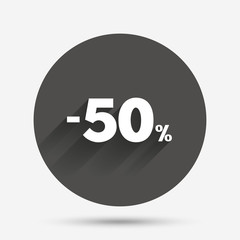 50 percent discount sign icon. Sale symbol.
