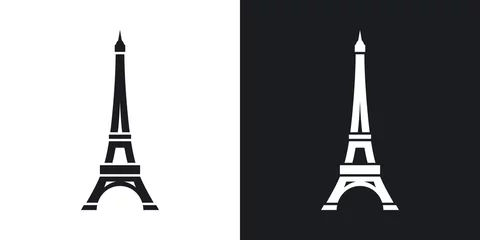 Foto op Canvas Vector Eiffel Tower Icon. Two-tone version on black and white background © RealVector