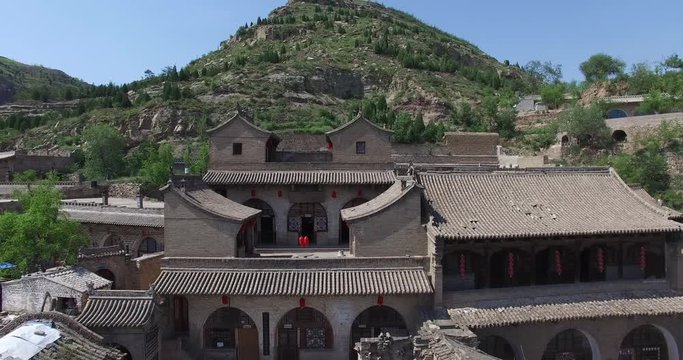 Aerial of Chinese ancient architecture, in shanxi province, pingyao old city