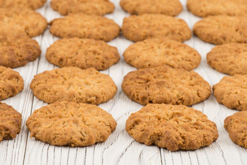 Cookie on old white wooden table.
