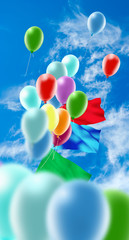 image of of balloons in the sky closeup