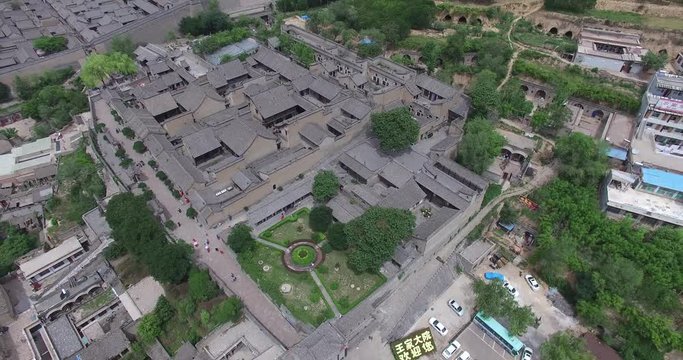 Aerial of Chinese ancient architecture, in shanxi province, pingyao old city